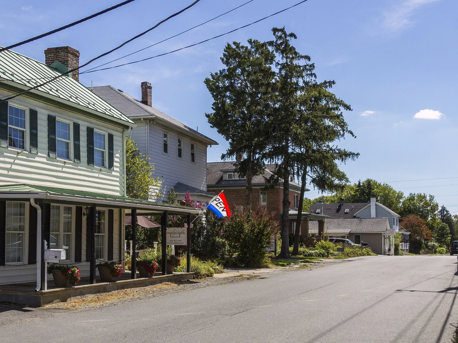 Clapboard houses on a street in the Lovettsville Historic District